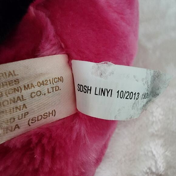 Dan Dee Jumbo Dog Plush 26" Hot Pink Fur Sewn Sad Tired Eyes Floppy Lays Flat - Picture 10 of 10